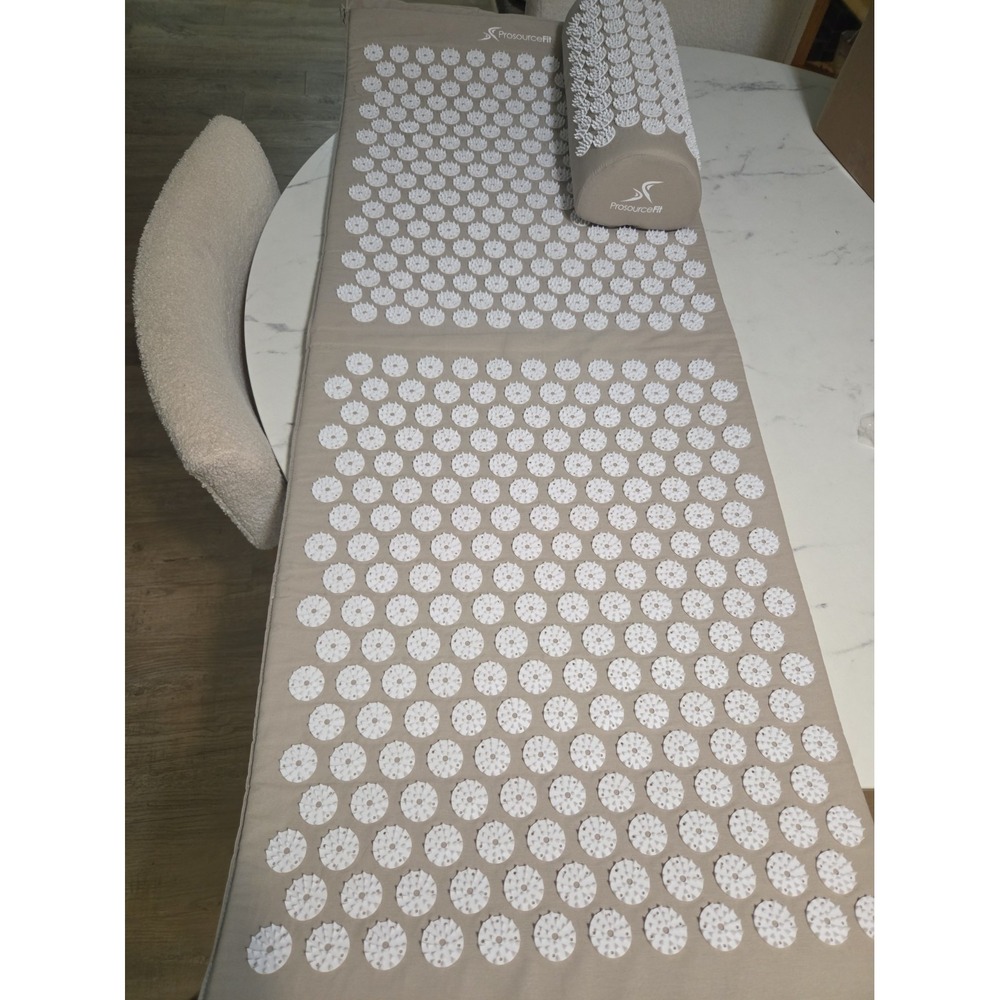 ProsourceFit Acupressure Mat & Pillow Set Pain Relief Relaxation Tan
